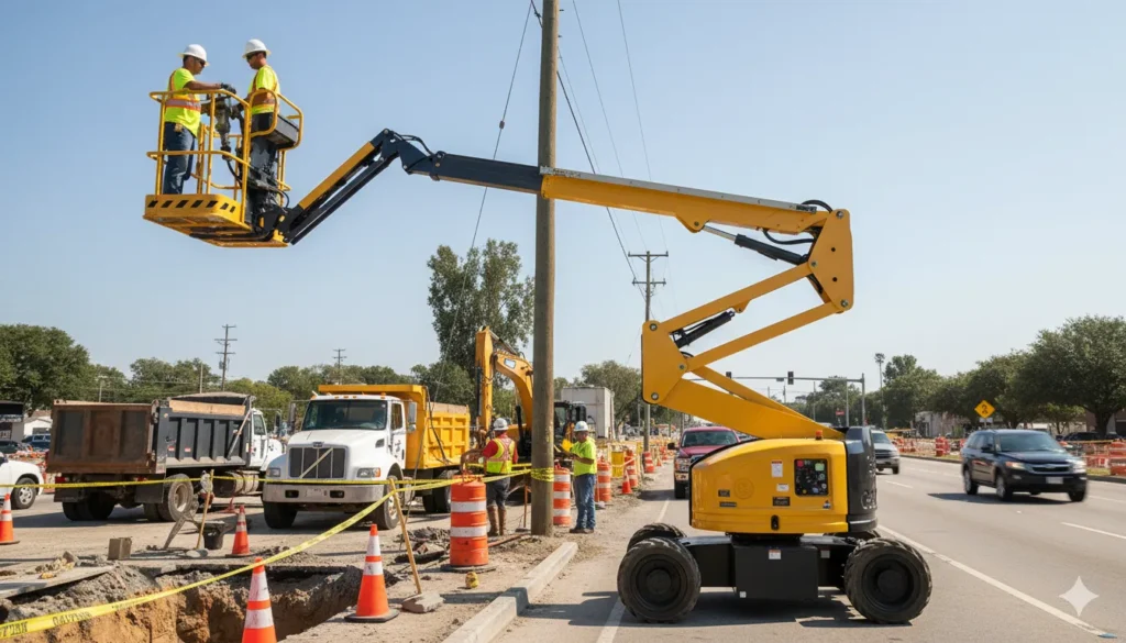 34' articulating boom lift, electric